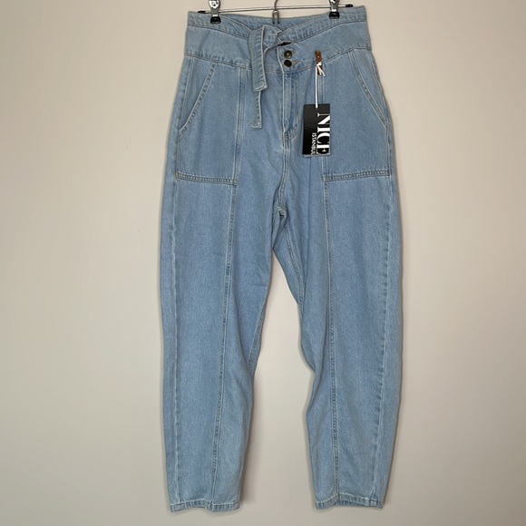 NICE Istanbul paperbag tie waist denim pants - Picture 4 of 7